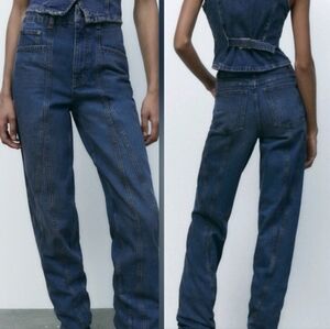 Zara Paneled Jeans Raw Hem Size 2